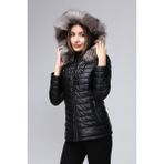 CE-YIL Kadın Kapüşonlu Şişme Mont - 3XL - Siyah