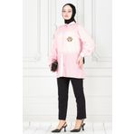 Cebi Arı Detaylı Keten Tunik-Pembe
