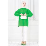 Cebi Arı Detaylı Keten Tunik-Yeşil