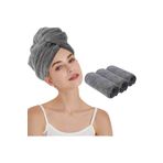 çeçem ticaret Gri Renk Mikrofiber Saç Havlusu, Saç Bonesi, Banyo Deniz Ve Havuz Sonrası Plaj Için