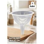ÇEÇEN HOME (1 Adet) Battal Boy Şeffaf Kulplu Plastik Huni Süt Hunisi Yağ Hunisi Su Hunisi (24x27 CM)