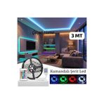 ÇEÇEN HOME Kumandalı Şerit LED 3 Metre Tek Çipli Led Işık,Adaptörlü Renkli İç-Dış Mekan Silikon Yapışkanlı Led