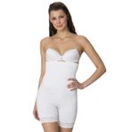 Cecimer 1 Beden Küçülten Kadın Beyaz Seamless Paça Dantelli Boxer Korse 2027, Beyaz, M
