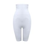 Cecimer 1 Beden Küçülten Kadın Beyaz Uzun Paça Çift Kat Boxer Korse 2044, Beyaz, XL