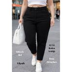Cedy Denim Cedy Kadın Büyük Beden Pileli Mom Jean Pantolon C600 Yüksek Bel Likralı Günlük Stil - Siyah - 52