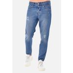 CEDY DENIM Dar Paça Erkek Yüksek Bel Kot Pantolon - Salaş Mom Jean C333 Mavi Yırtık-333 32
