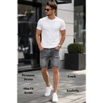 CEDY DENIM Erkek Slim Fit Jean Şort Likralı Dar Kesim Kot Şort C342- Makedon