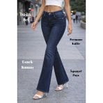 Cedy Denım Kadın 5 Cep Düşük Bel Ispanyol Paça Skinnyfit Esnek Jean Pantolon C619 - 32 - 00 Lacivert