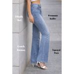 CEDY DENIM Kadın 5 Cep Düşük Bel İspanyol Paça SkinnyFit Esnek Jean Pantolon C619 Açık Mavi 32