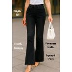 CEDY DENIM Kadın 5 Cep Düşük Bel İspanyol Paça SkinnyFit Esnek Jean Pantolon C619 Siyah 29
