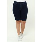CEDY DENİM KADIN BÜYÜK BEDEN YÜKSEK BEL LİKRALI SLİMFİT JEANS ŞORT-C606 - Lacivert - 42