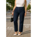 Cedy Denım - Kadın Büyük Benden Boru Paça Yüksek Bel Regular Fit Likralı Pantolon C626 - 0-Lacivert - -- - 42