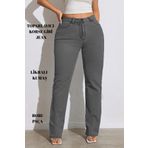 CEDY DENIM - Kadın Büyük Benden Boru Paça Yüksek Bel Regular Fit Likralı Pantolon C626-Gri