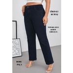 CEDY DENIM - Kadın Büyük Benden Boru Paça Yüksek Bel Regular Fit Likralı Pantolon C626-Lacivert
