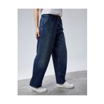 CEDY DENIM Kadın Koyu Mavi Skater Baggy Yüksek Bel Cotton Jean Pantolon -koyu-mavi C615