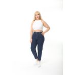 CEDY DENIM Kadın Lacivert Büyük Beden Pileli Mom Jean Pantolon C600