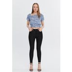 CEDY DENIM Kadın Yüksek Bel Dar Paça Süper Skinny Fit Esnek Bilek Boy Jean Kot Pantolon C596 Siyah-Raw 33/26