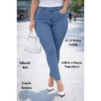 CEDY DENIM Kadın Yüksek Bel Skinny Fit Jeans Büyük Beden Kot PantolonC597 - Mavi - 52 - Dropsuz