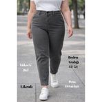 CEDY DENIM Mom Fit Jean Büyük Beden Yüksek Bel Carrot Kesim Dar Paça Pileli Esnek Kot Pantolon -açık-gri C600
