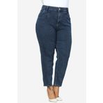 CEDY DENIM Mom Fit Jean Büyük Beden Yüksek Bel Carrot Kesim Dar Paça Pileli Esnek Kot Pantolon -mavi C600