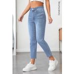 CEDY DENIM Mom Fit Jean Yüksek Bel Boyfriend Kesim Likralı Açık Mavi Kadın Kot Pantolon