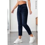CEDY DENIM Mom Fit Jean Yüksek Bel Boyfriend Kesim Likralı Lacivert Kadın Kot Pantolon