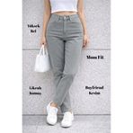 CEDY DENIM Mom Fit Jean Yüksek Bel Boyfriend Kesim Likralı Taş Kadın Kot Pantolon C599