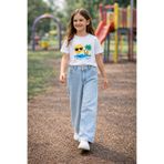 CEDY DENIM Yüksek Kalite Kız Çocuk Yüksek Bel %100 Cotton Palazzo Jean Pantolon-c700-buz-mavi