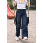 CEDY DENIM Yüksek Kalite Kız Çocuk Yüksek Bel %100 Cotton Palazzo Jean Pantolon-c700-koyu-mavi
