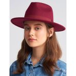 CEELDU Kışlık Kaşe Keçe Fedora, Erkek Kadın Fötr Şapka, Kovboy Şapka- Bordo - 604-Bordo - Standart
