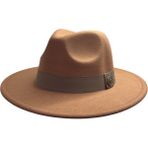CEELDU Kışlık Kaşe Keçe Fedora, Erkek Kadın Fötr Şapka, Kovboy Şapka -Camel - Standart