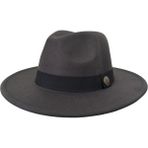 Ceeldu Kışlık Kaşe Keçe Fedora, Erkek Kadın Fötr Şapka, Kovboy Şapka - Gri - Standart