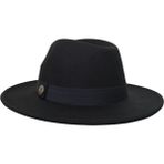 Ceeldu Kışlık Kaşe Keçe Fedora, Erkek Kadın Fötr Şapka, Kovboy Şapka - Standart - Siyah