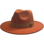 CEELDU Kışlık Kaşe Keçe Fedora, Erkek Kadın Fötr Şapka, Kovboy Şapka- Turuncu - Standart
