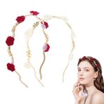 Ceeyoll 2 adet gül boncuklu alın bandı, şık Dirndl saç aksesuarı, kırmızı ve beyaz gül boncuklarından alın bandı, her kıyafet için mükemmel, düğün, gelin baş süsü, partiler, kutlamalar, seyahat için