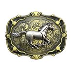 Ceeyoll Western kovboy kemer tokası, Western kemer tokası 84 x 62 mm, antik altın kemer tokaları, koşan atlar için, kemer, el çantası ve deri ürünler için kemer tokası., Bronz, L