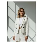 CEK mağazacılık Çizgili Kruvaze Crop Ceket – Modern Kesim