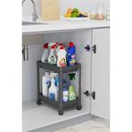 Cekar Store 2 Katlı Tekerlekli Düzenleyici Raf Mutfak Tezgah & Evye Altı Dolap Içi Organizer, Banyo Deterjanlık ve Şampuanlık, Çok Amaçlı Taşınabilir Sebzelik, Modern Dekoratif Mutfak Raf Ünitesi (Siyah)