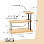 Cekar Store 3 Katlı Bambu Mutfak Rafı, Metal Ayaklı, Doğal Bambu ve Siyah Renk, Modern Tasarım, 32.5X28X15.5 Cm, Mutfak Düzenleyici, Tezgah Üstü Depolama Standı