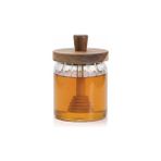 Cekar Store Amberhaus 450 ml Akasya Ahşap Kapaklı ve Kaşıklı Cam Bal Kavanozu - Vakumlu Kahvaltılık Bal, Reçel ve Pekmez Saklama Kabı - Sofralar Için Doğal Cam Sunumluk