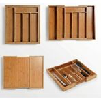 Cekar Store Amberhaus Bambu Ayarlanabilir Çekmece Içi Kaşıklık | Genişletilebilir Çatal Bıçak Organizeri | Doğal, Hijyenik ve Çevre Dostu Mutfak Düzenleyici (Bambu)