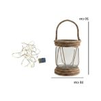 Cekar Store Dyrıs Rustik Halatlı Cam Fener, Pilli LED Işıklı Dekoratif Kavanoz Lamba, Bahçe ve Balkon Aydınlatması, 20X10 cm [enerji Sınıfı A]