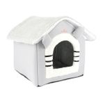 Cekar Store Gobypet Klasik Çatılı Kedi Evi ve Küçük Irk Köpek Kulübesi ve Yuvası – Minderli Peluş Iç Mekan Yatağı, Fermuarlı Üst Bölüm, Taşınabilir Ev Tipi Yuva