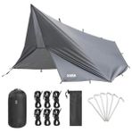 Cekar Store Haegs Su Geçirmez Tarp Tente Gölgelik Örtü, 4 Mevsim Taşınabilir Örtü Branda Çok Işlevli Outdoor Açık Hava Kamp Seyahat Tente Branda Yağmurluk, Güneşlik Karavan Yan Gölgelik Çadır 300X400 cm - Gri