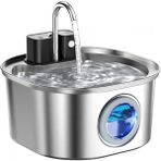 Cekar Store Haustier PWL-010 Otomatik Kablosuz Kedi Su Pınarı, 3.2lt Geniş Hazne, Bataryalı, Paslanmaz Çelik, Sensörlü, Şarj Edilebilir, Ultra Sessiz, (Metal)