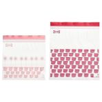 Cekar Store Kilitlenebilir Buzdolabı Poşeti, Kırmızı-Pembe, 2,5 Lt ve 1,2 Lt, 50 Adet