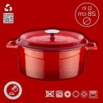 Cekar Store Lava Döküm Yuvarlak Tencere, Trendy, 28 Cm, 6.71 L Hacim, Kırmızı