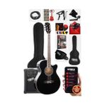 Cekar Store Midex XC-300XBK-AMP Profesyonel Amfili Siyah Elektro Akustik Gitar (Amfi Gigbag Çanta Tuner Capo Askı Jak Kablo Pena)