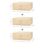 Cekar Store Ocean Home Textile 3'lü Büyük Boy Bej Balıksırtı Baza Altı Hurç Set 62 x 46 x 22 cm
