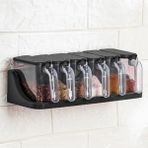 Cekar Store Porsima 1183 6 Lı Standlı Kendinden Yapışkanlı Kapaklı Kaşıklı Baharatlık Takımı - Baharatlık - Siyah